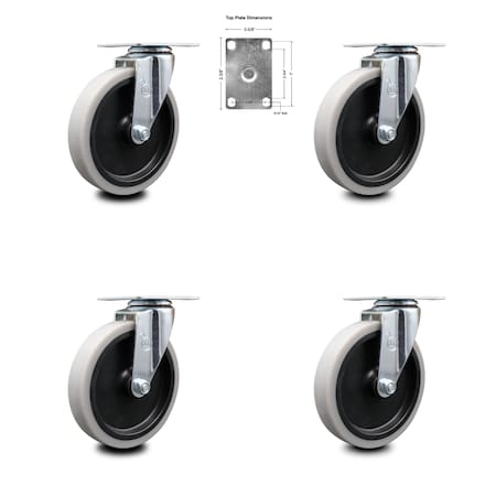 Service Caster 5" Rubbermaid Cart Casters - Non-Marking Wheel 4400 Series 4500 Series, 4PK RUB-SCC-05S510-TPRS-4